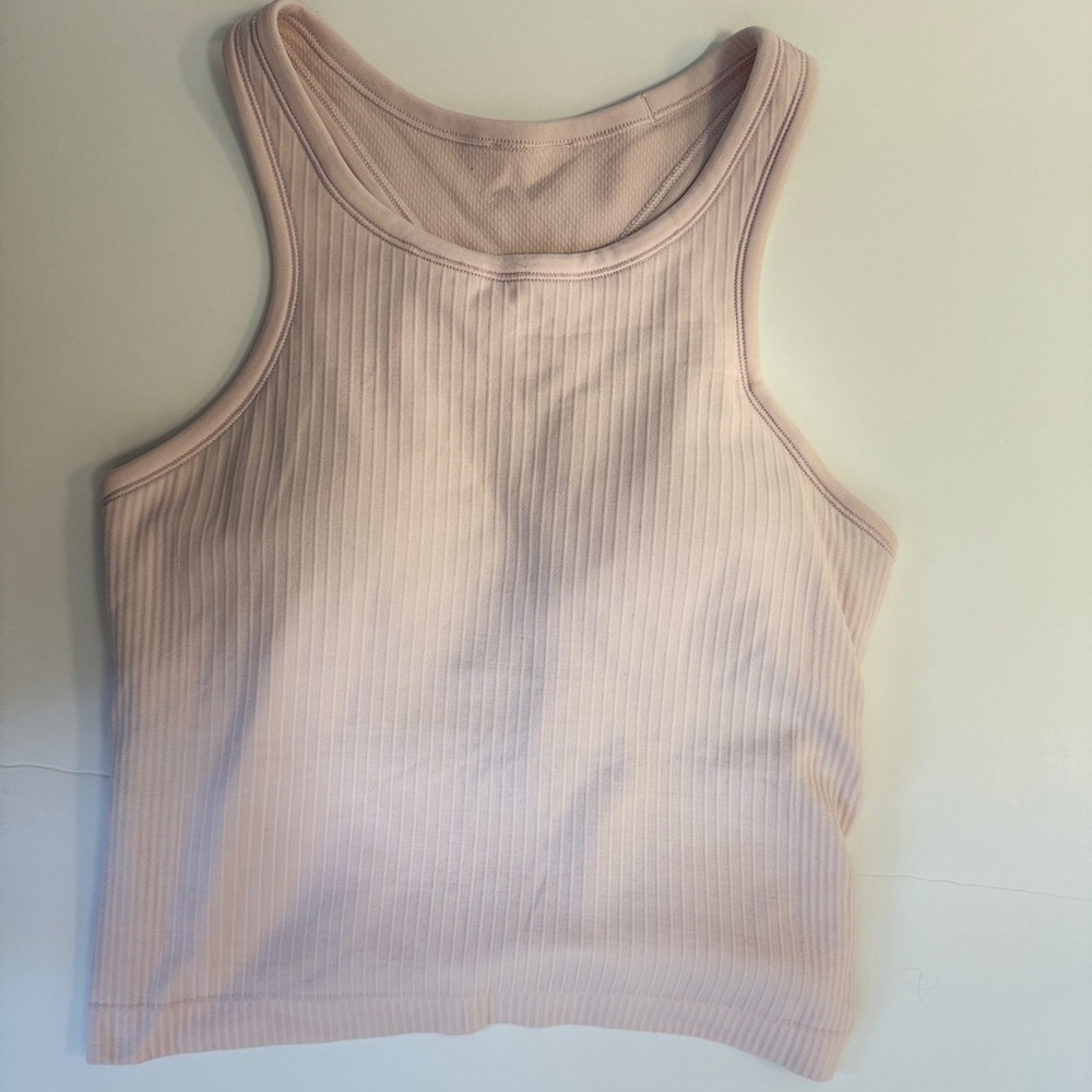 Lululemon ebb to street cropped racerback tank top strawberry milkshake